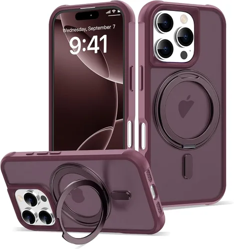 Vista 67 de Funda para iPhone 11 con soporte de anillo magnético giratorio de 360° [compatible con Mag-Safe] [Protección de grado militar] Funda translúcida