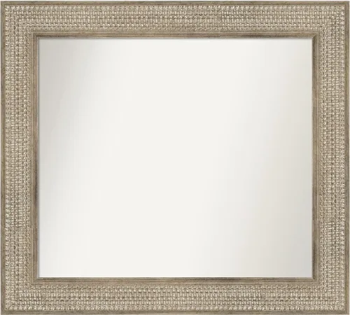 Vista 54 de Amanti Art Espejo de baño plateado para sobre fregadero, 26 x 26 pulgadas, espejo cuadrado de níquel pulido, marco de madera tradicional mediano, se