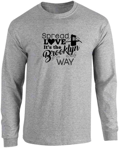 Vista 5 de Pop Threads Spread Love Its The Brooklyn Way Graphic Tee Camiseta para hombre Camiseta de manga larga Negro
