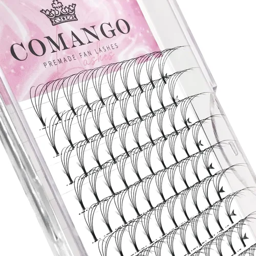Vista 23 de Extensiones de pestañas de volumen prefabricadas 10D, 0.003 in de grosor, rizo C/D, 0.472 in, tallo corto, extensiones de pestañas de volumen