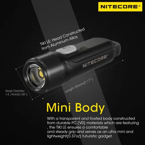 Vista 3 de Nitecore Tiki LE - Llavero de 300 lúmenes, linterna USB-C, recargable, etiqueta EDC