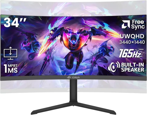 Vista 12 de CRUA Monitor curvo para juegos de 24 pulgadas, monitor de computadora de 165 Hz/200 Hz, FHD 1920 x 1080, 120% sRGB, AMD FreeSync, filtro de luz