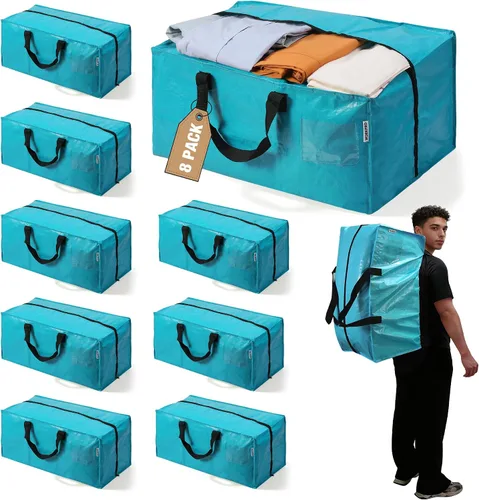 Vista 27 de WORKPRO 1 paquete de bolsas de mudanza extra grandes con cremalleras y asas de transporte, correas de mochila, bolsa de almacenamiento resistente