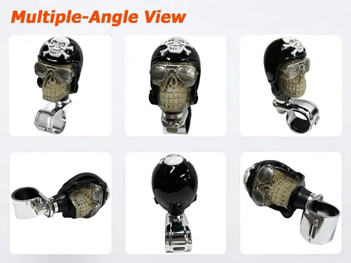 Vista 2 de Pilot Skull Car Suicide Power Handle Volante Pomo giratorio Resin Skull Brodie Knob, Hot Rod Style Steering Turning Aid Fit Most Agricultural