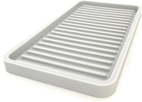 Vista 25 de Bandeja organizadora para fregadero de cocina de silicona, soporte de esponja y protector de encimera Plato y bandeja dispensadora de jabón