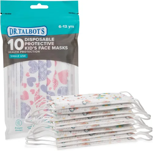 Vista 2 de Dr. Talbot's - Mascarilla desechable para niños para salud personal por Nuby, paquete de 20, 10 niños y 10 niñas, 6-12 años, las impresiones pueden