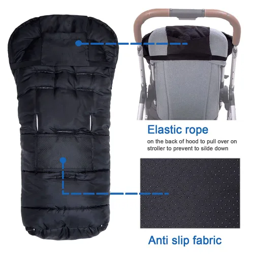 Vista 4 de Yobee Saco de dormir universal resistente a la intemperie para cochecito, cómodo y cálido, ajustable, seguro, manta impermeable para todos