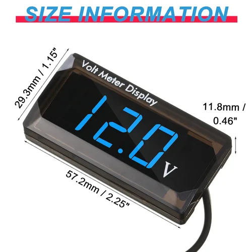 Vista 3 de 2 Piezas de Voltímetro Digital para Coche DC 4 a 28V, Medidor de Voltaje 12V, Medidor de Audio para Coche, Pantalla LED, Voltímetro de Voltaje