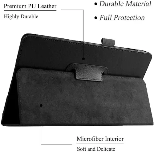 Vista 3 de Funda Folio Para Galaxy Tab A 8.0 2017 Modelo T380/T385, Funda Protectora De Cuero De La PU Premium Para Samsung Galaxy Tab A 8.0 Pulgadas 2017 Negro