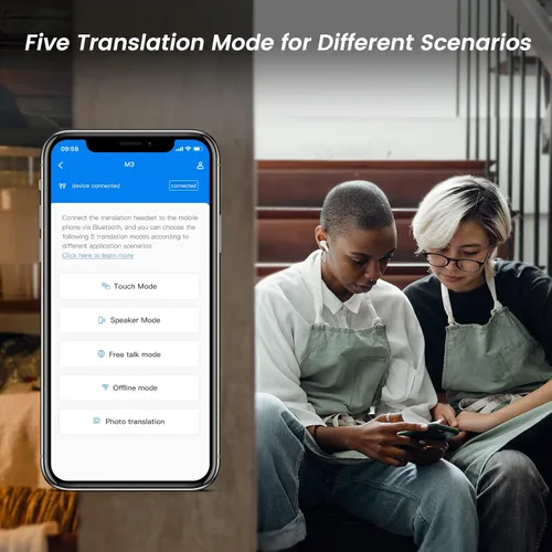 Vista 4 de Wooask Auriculares traductores M3 para traducción de idiomas de voz en 74 idiomas y 70 acentos de respuesta rápida con 97% de alta precisión