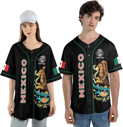 Vista 4 de Woseprints - Camiseta de béisbol mexicana personalizada para hombres y mujeres, con bandera mexicana, orgullo de la bandera mexicana