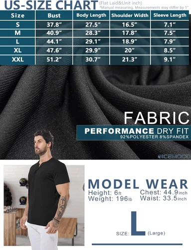 Vista 4 de Camiseta Henley para hombre, de 3 botones, ajustada, de secado rápido, manga larga, ligera, casual, básica