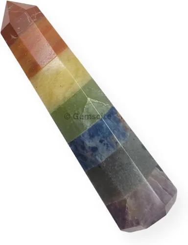 Vista 5 de WholesaleGemShop - Torre de obelisco de piedras preciosas de 3 pulgadas, faceta gigante, cristal de roca de Aura Rock Natural pulido Earth Wand