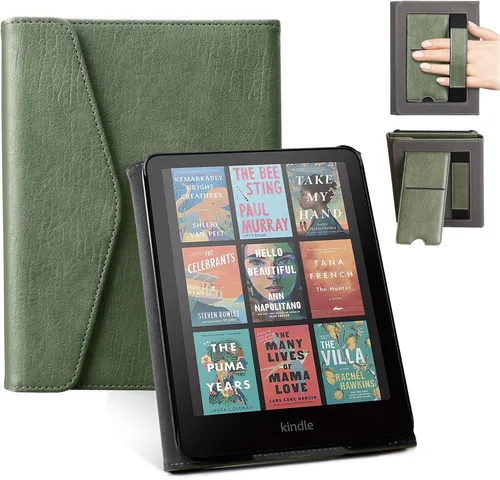 Vista 18 de CoBak Funda prémium para Kindle Paperwhite y Kindle Colorsoft de 7 pulgadas y Hanvon con correa de mano, encendido y apagado automático, elegante