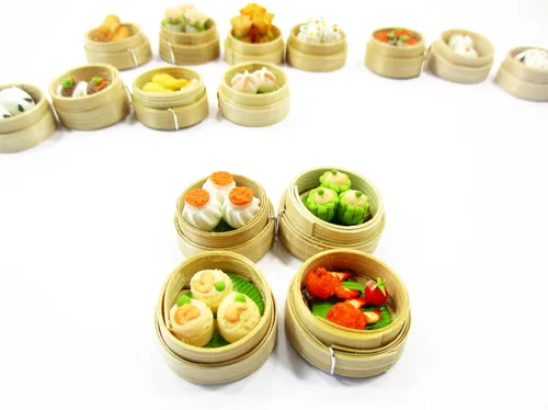 Vista 4 de Juego de 16 Dim Sum Cocina China Hecho a Mano Casa de Muñecas Miniaturas Alimentos 13798 Dim sum Chinese cuisine food clay, mini 16 catering