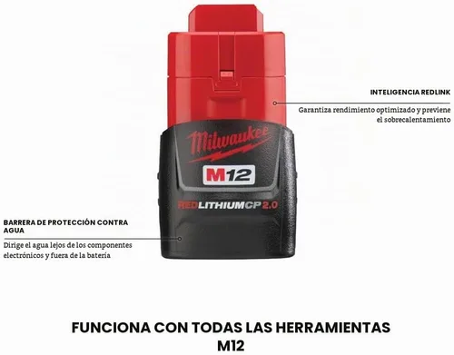 Vista 4 de Milwaukee 48-11-2420 M12 REDLITHIUM 2.0 Paquete de baterías compactas (1 unidad)