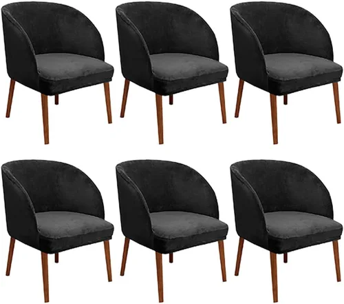 Vista 38 de Juego de 2 fundas de terciopelo elástico para sillas de comedor, con respaldo curvo moderno, protector de silla para sala de estar, dormitorio, Beige