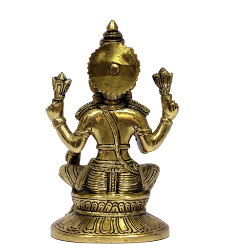 Vista 7 de eSplanade Escultura de estatua de ídolo de Murti de Laxmi Lakshmi de latón Ídolos Pooja - Decoración para el hogar Dorado - 6.75 pulgadas