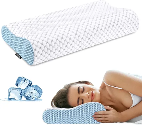 Vista 10 de Almohada cervical para aliviar el dolor de cuello, almohadas de espuma viscoelástica de contorno para dormir, almohada ergonómica ajustable
