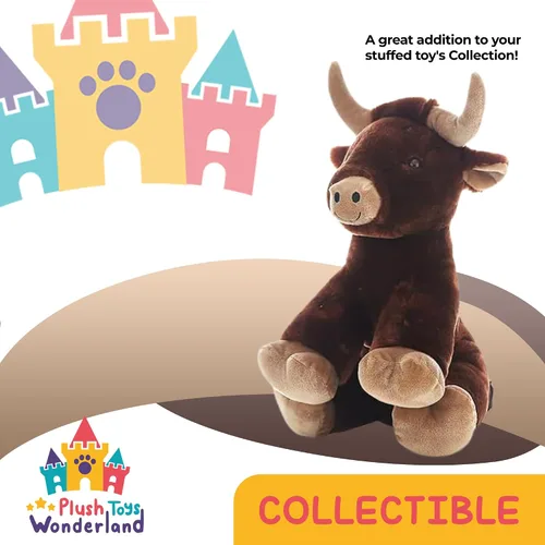 Vista 2 de Burt The Bull - Juguete de peluche suave de 8 pulgadas para niños, adorable juguete decorativo para guardería, regalo de cumpleaños para niños