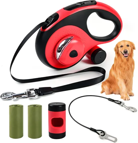 Vista 8 de Correa retráctil mejorada para perros con cable a prueba de mordidas, correa resistente de 26 pies para perros grandes de hasta 110 libras, sin