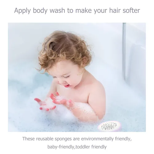 Vista 9 de LALAFINA Esponjas de baño de frutas, 4 unidades para niños, lindos fregadores corporales, esponjas de limpieza de ducha para accesorios de baño