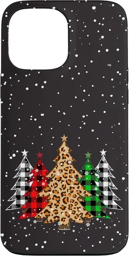 Vista 24 de Funda con diseño de árboles de Navidad con estampado de leopardo y cuadros para iPhone 16