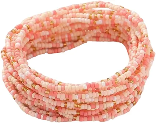 Vista 25 de Caiyao 12 pulseras apilables con cuentas de resina multicapa bohemia, pulseras elásticas de cuentas de cristal de colores, pulseras elásticas