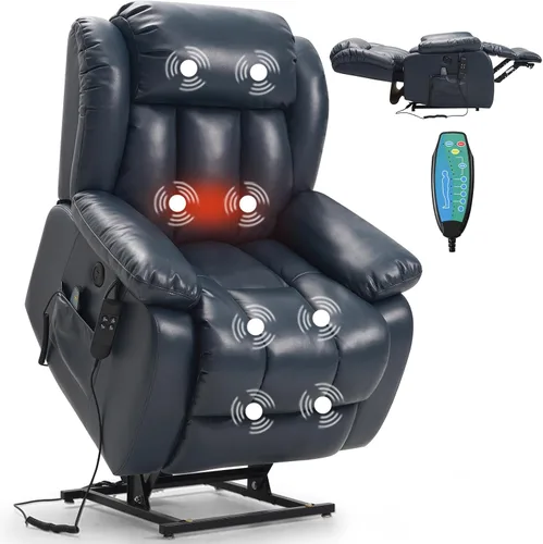 Vista 11 de PARKOL Silla reclinable eléctrica para ancianos y personas mayores, sillón reclinable eléctrico de cuero transpirable con masaje por vibración