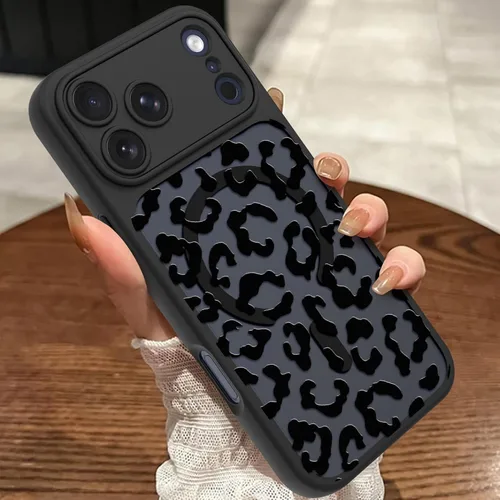 Vista 75 de Compatible con iPhone 11, estampado de guepardo, negro