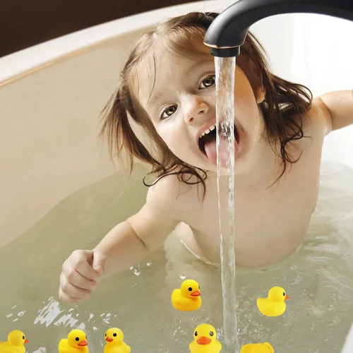 Vista 6 de CICITOYWO Patos de goma amarillos, 30 piezas de juguetes de baño pequeños preescolares para tina, patos flotantes, regalo para baby shower, bebés