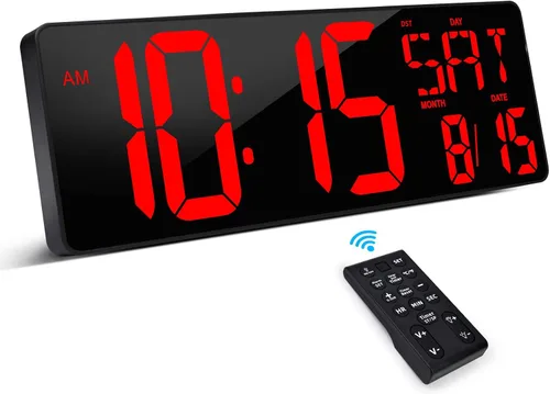 Vista 8 de XREXS Reloj de pared digital grande de 17,2 pulgadas con control remoto Azul