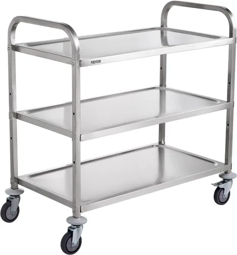 Vista 10 de VEVOR Carrito Utilitario de Cocina, 36.6"x20"x24" Carrito Rodante de Alambre de 3 Niveles, Carrito de Servicio de Acero con Capacidad de 470LBS