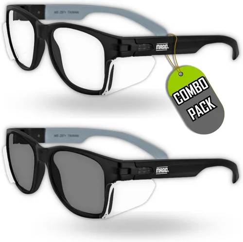 Vista 10 de MAGID Gemstone Y50 Performance - Gafas de seguridad antivaho con protectores laterales Lente de bloqueo azul Marco negro