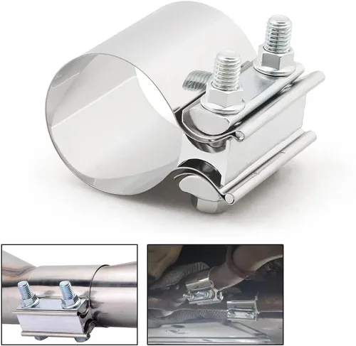 Vista 4 de 1 abrazadera de silenciador de acero inoxidable 304 resistente, kit de reparación de tubería de emergencia para varios tubos (2.5 pulgadas/1 unidad)