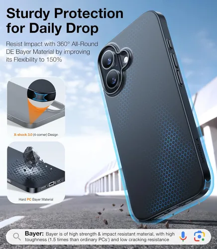 Vista 7 de TORRAS Funda Magnética Ajustada Delgada para iPhone 16 de 6.1 pulgadas, Funda Ultra-Delgada para Teléfono 16 Compatible con MagSafe Phone 16, Funda