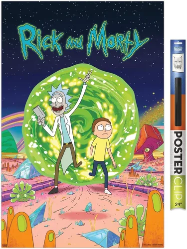 Vista 13 de Trends International Rick And Morty - Póster de pared de cubierta, 14.725 x 22.375 pulgadas, versión enmarcada de madera de granero