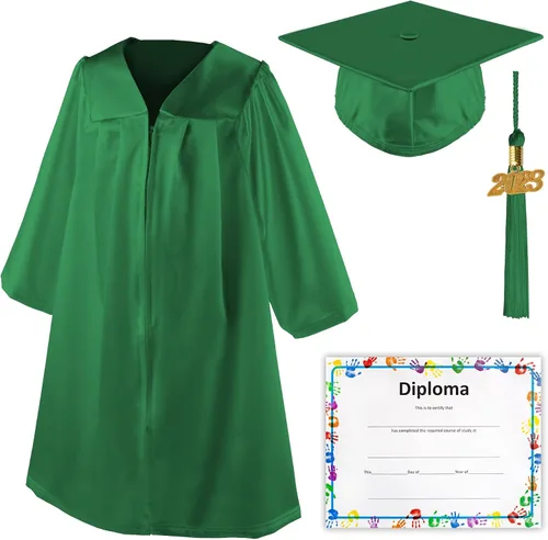 Vista 4 de Class Act Graduation Shiny Kindergarten Preschool Graduation Cap Gown with 2023 Matching Tassel and Diploma Certificate