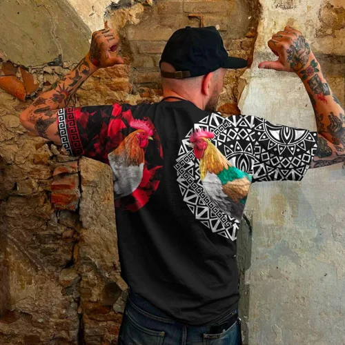 Vista 4 de PERSONALFURY - Camisa de gallo con nombre personalizado, camisa mexicana de gallo de diseño para hombres y mujeres, camisa de manga corta