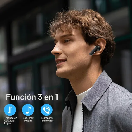 Vista 3 de IAMJOY Auriculares de traducción AI, dispositivo de traductor bidireccional de 163 idiomas con Bluetooth y aplicación incorporada, 6 micrófonos