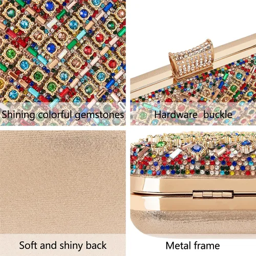 Vista 4 de Milisente Clutch Purses For Women Crystal Clutches Evening Bags Gemstone Clutch Purse For Wedding Formal