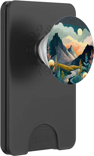 Vista 7 de Boho Chic Floral Moon Mountain Forest Nature Retro Flower PopSockets intercambiables PopGrip
