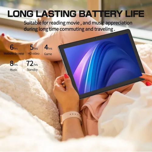 Vista 8 de PRITOM Tablet 2026 de 10 pulgadas con funda, WiFi 6 de 5 GHz, 64 GB, HD IPS Negro
