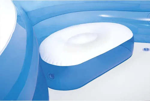 Vista 3 de Doukedge Piscina familiar, centro de natación inflable grande con 4 asientos integrados para niños y adultos, piscina gruesa para niños y adultos