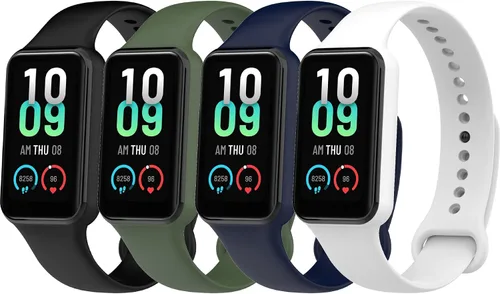 Vista 8 de 4PACKS Watch Bands Compatible with Amazfit Band 7 Strap,Silicone Metal Buckle Adjustable Wristband Bracelet Sport Strap for Replacement