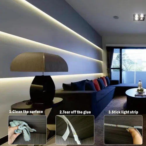 Vista 6 de Tira de luces LED de color blanco brillante de 16.4 pies, 300 luces LED blancas frías, 6500 K, impermeables, para dormitorio, armarios de cocina