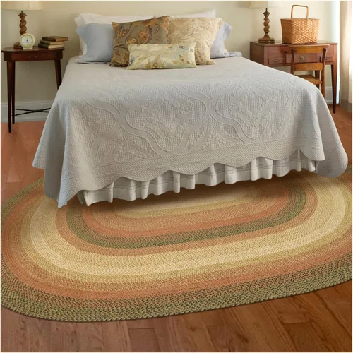 Vista 20 de Homespice Apple Pie - Alfombra ovalada roja de 2 x 3 pies, alfombra de cocina trenzada para decoración primitiva y rústica, reversible, yute sin