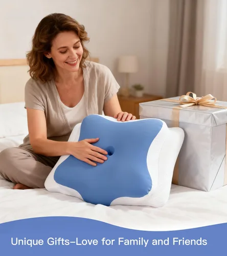 Vista 7 de Almohada cervical para el cuello para aliviar el dolor, almohada ergonómica para dormir de lado para dormir, almohadas de espuma viscoelástica