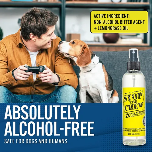 Vista 6 de Spray profesional anti mascadas para perros y cachorros, sin alcohol, disipador amargo más poderoso, 8 onzas