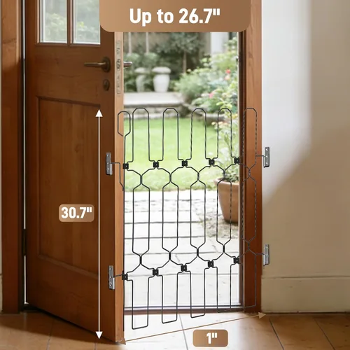 Vista 4 de Puerta retráctil para perro para puerta delantera, 35.4 pulgadas de ancho, 30.7 pulgadas de alto, barrera retráctil automática para perros